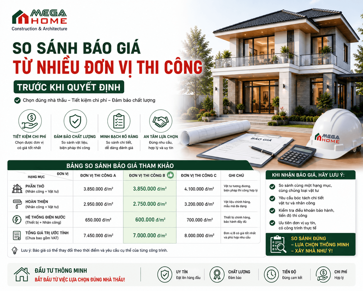 Kinh Nghiệm Xây Nhà Tiết Kiệm - So Sánh Báo Giá Từ Nhiều Đơn Vị Thi Công Trước Khi Quyết Định