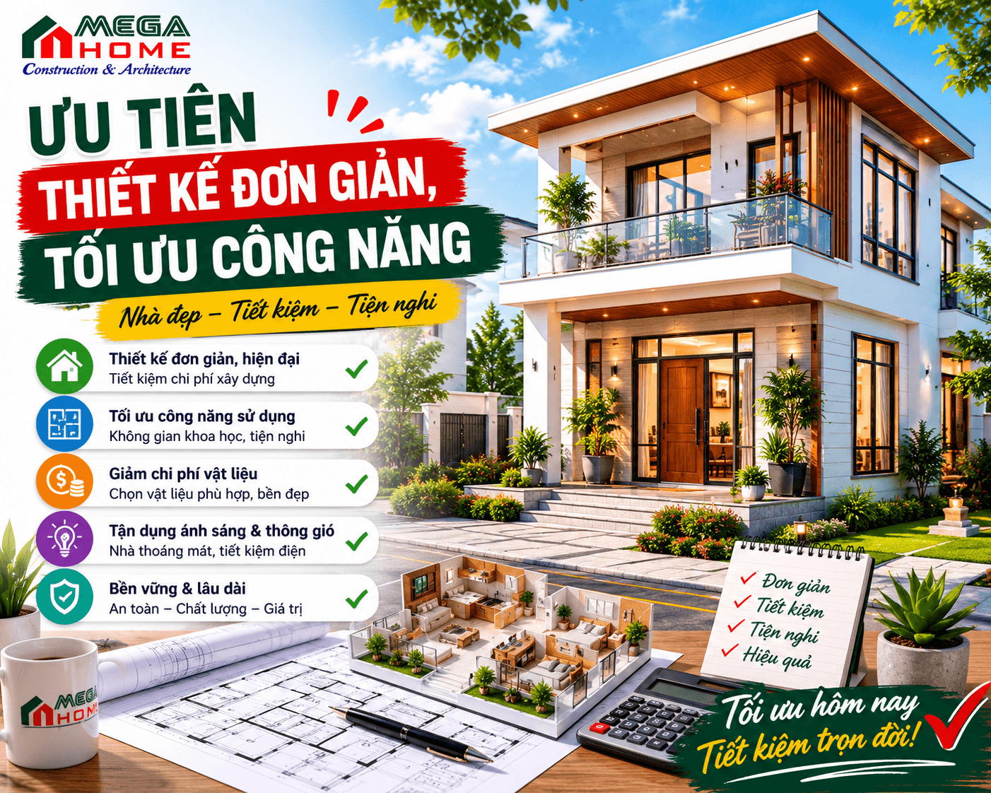 Kinh Nghiệm Xây Nhà Tiết Kiệm - Ưu Tiên Thiết Kế Đơn Giản, Tối Ưu Công Năng